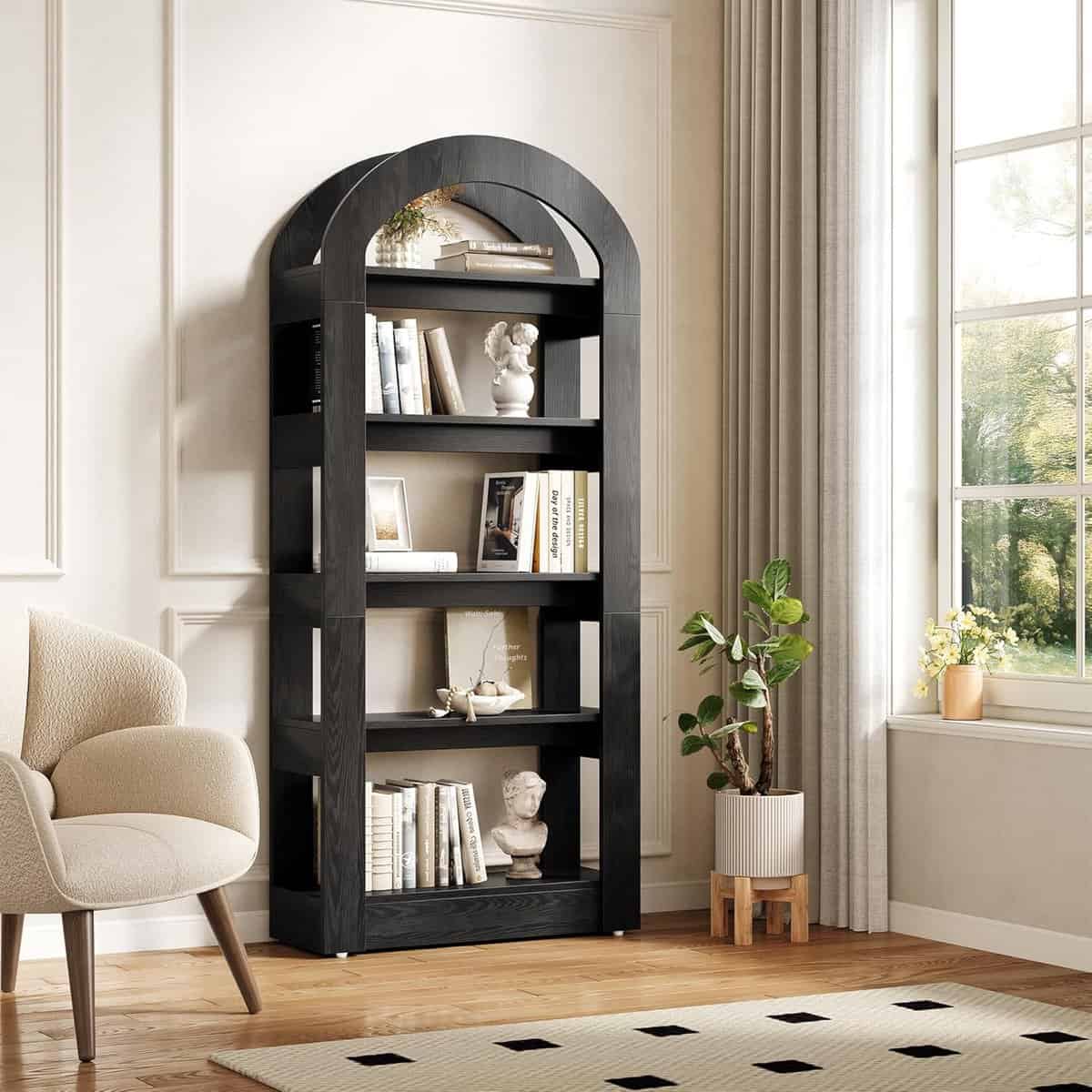 little-tree-5-tier-arched-bookshelf-black