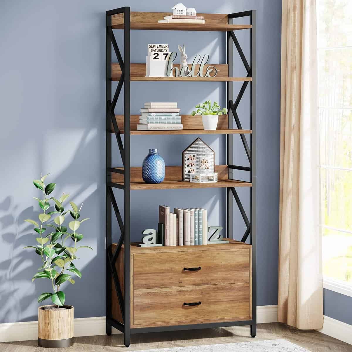 LITTLE TREE 5 Tier Bookshelf with Drawers