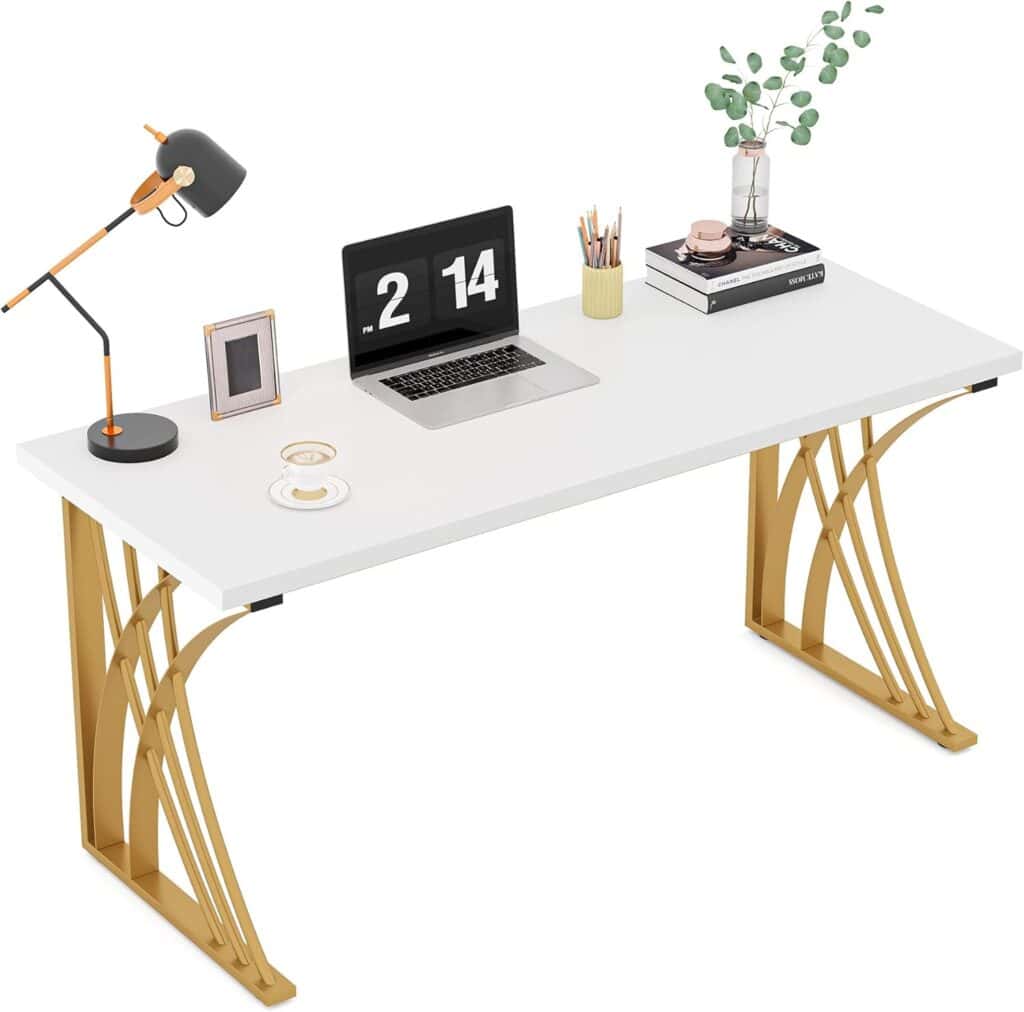 LITTLE TREE 55‑Inch Modern Computer Desk White