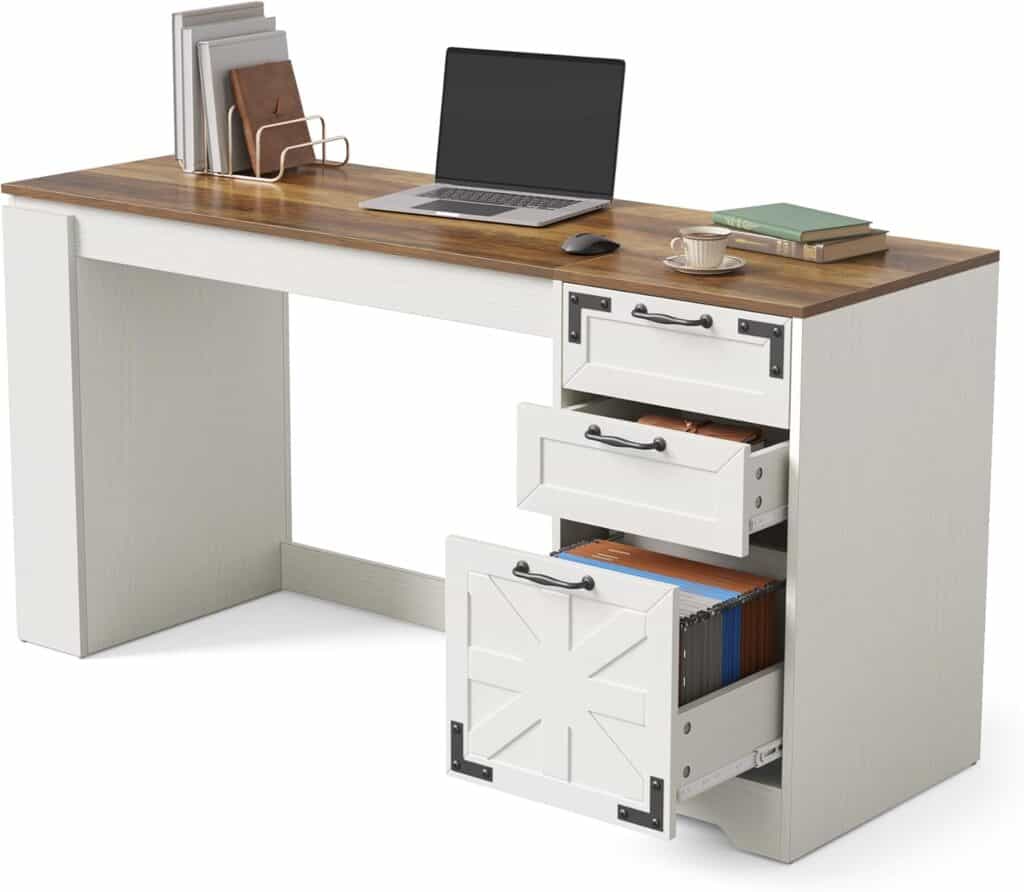 LITTLE TREE 59-Inch Farmhouse Executive Desk-Brown