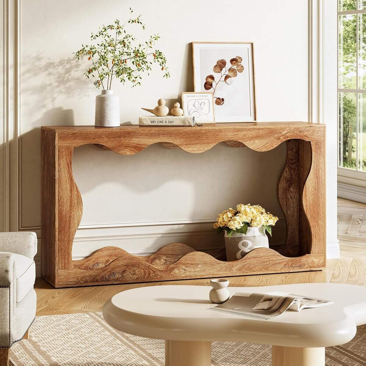 LITTLE TREE 63 Inch Farmhouse Console Table