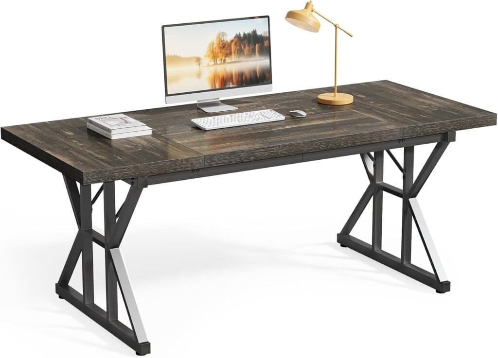 LITTLE TREE 70.8-Inch Executive Desk- Black Oak