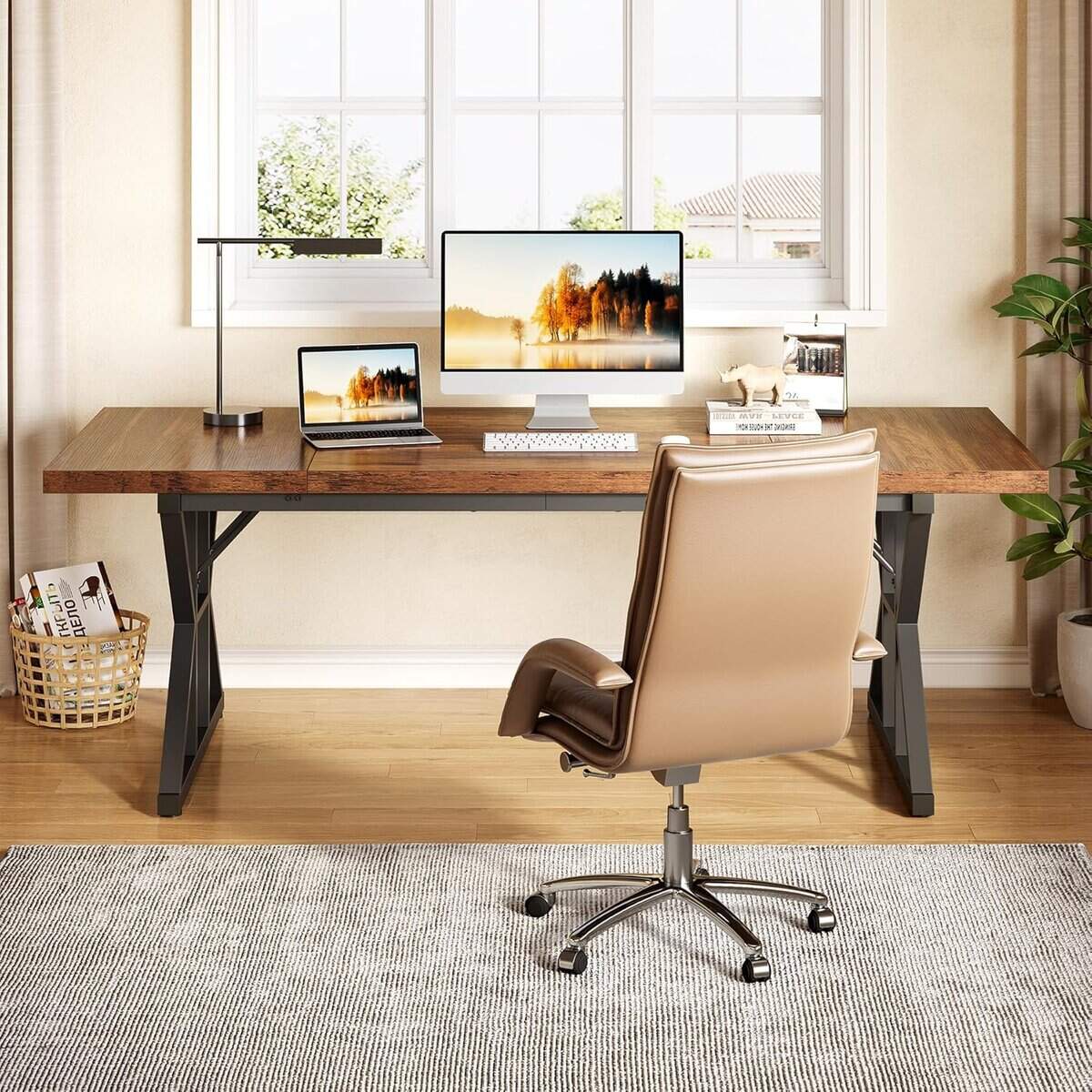 LITTLE TREE 70.8-Inch Executive Office Desk