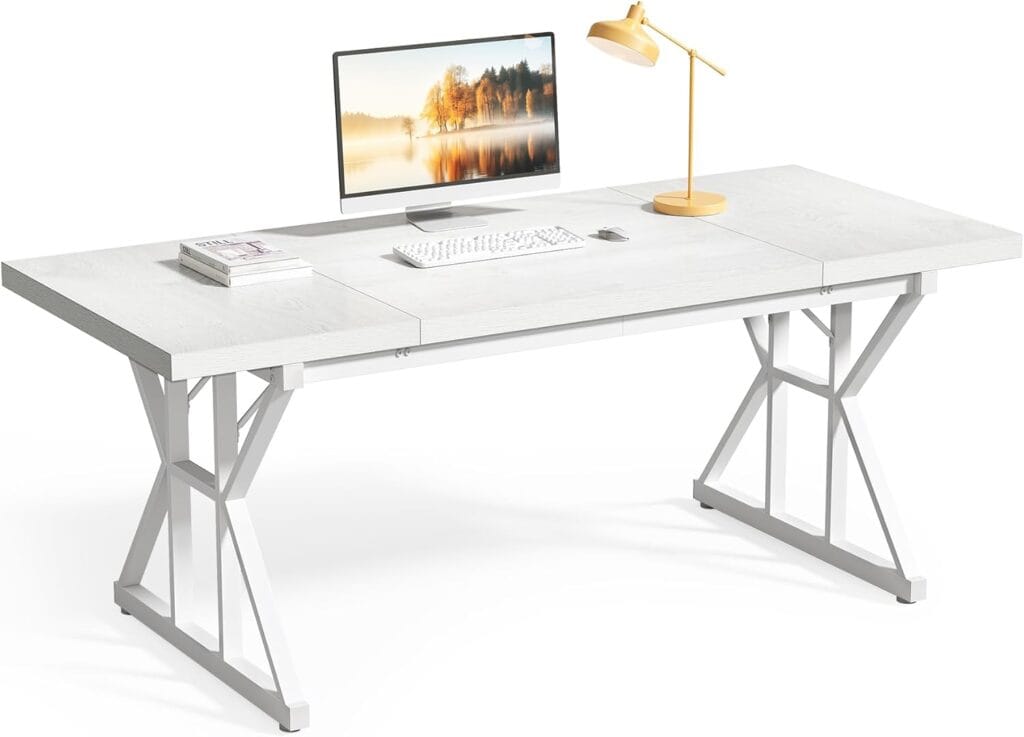 LITTLE TREE 70.8-Inch White Executive Desk
