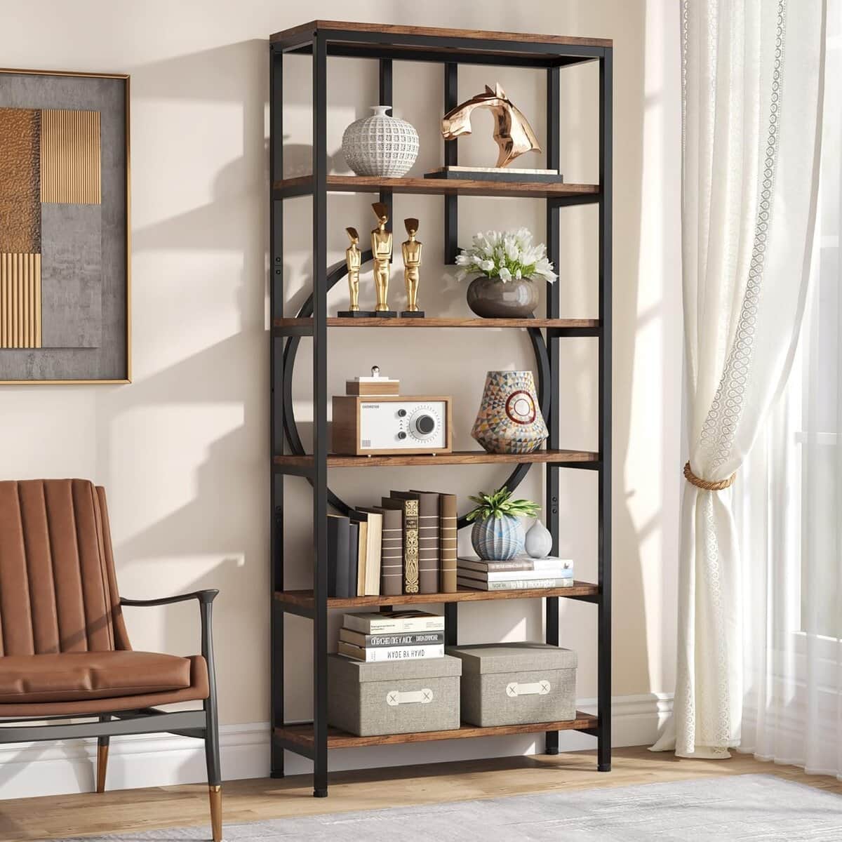 LITTLE TREE 70.9 Inch Industrial Bookshelf