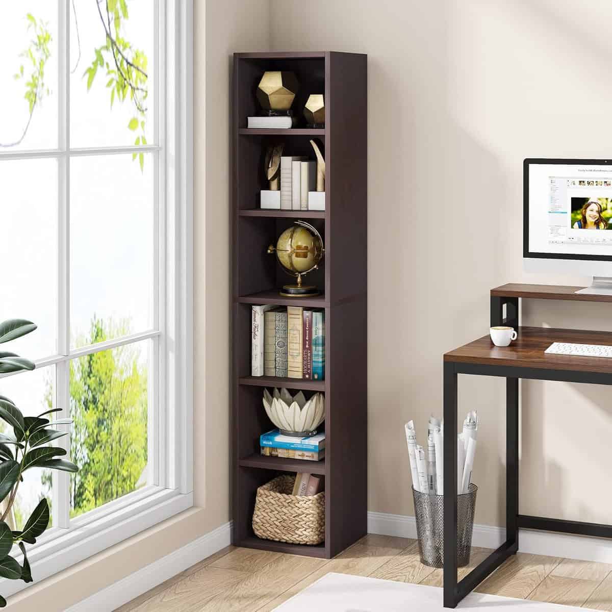 LITTLE TREE 70.9-Inch Narrow Cube Bookcase