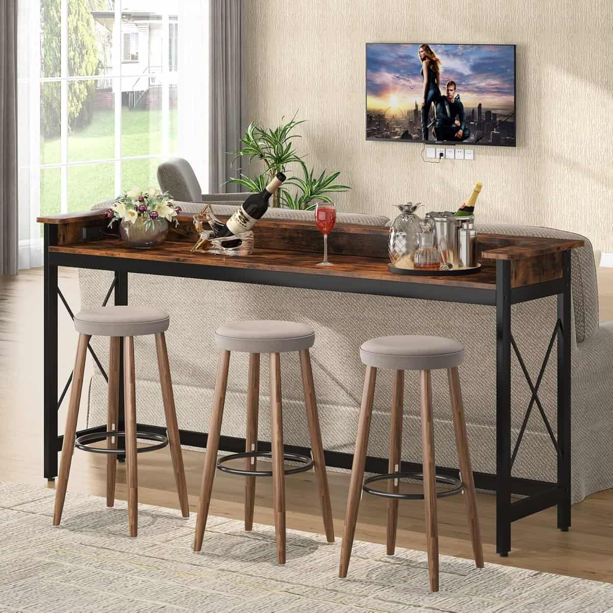 LITTLE TREE 70.9-Inch Console Table with Charging Station