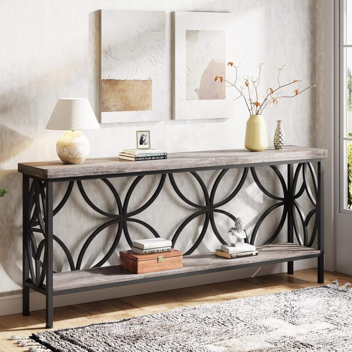 LITTLE TREE Industrial Sofa Console Table