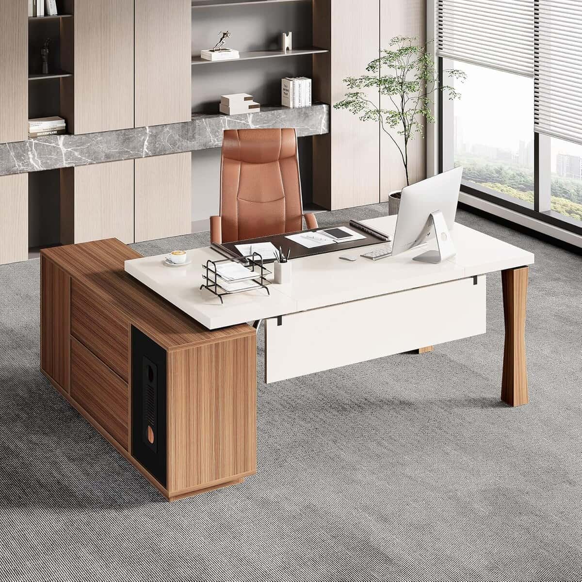 LITTLE TREE 71-Inch L-Shaped Executive Desk