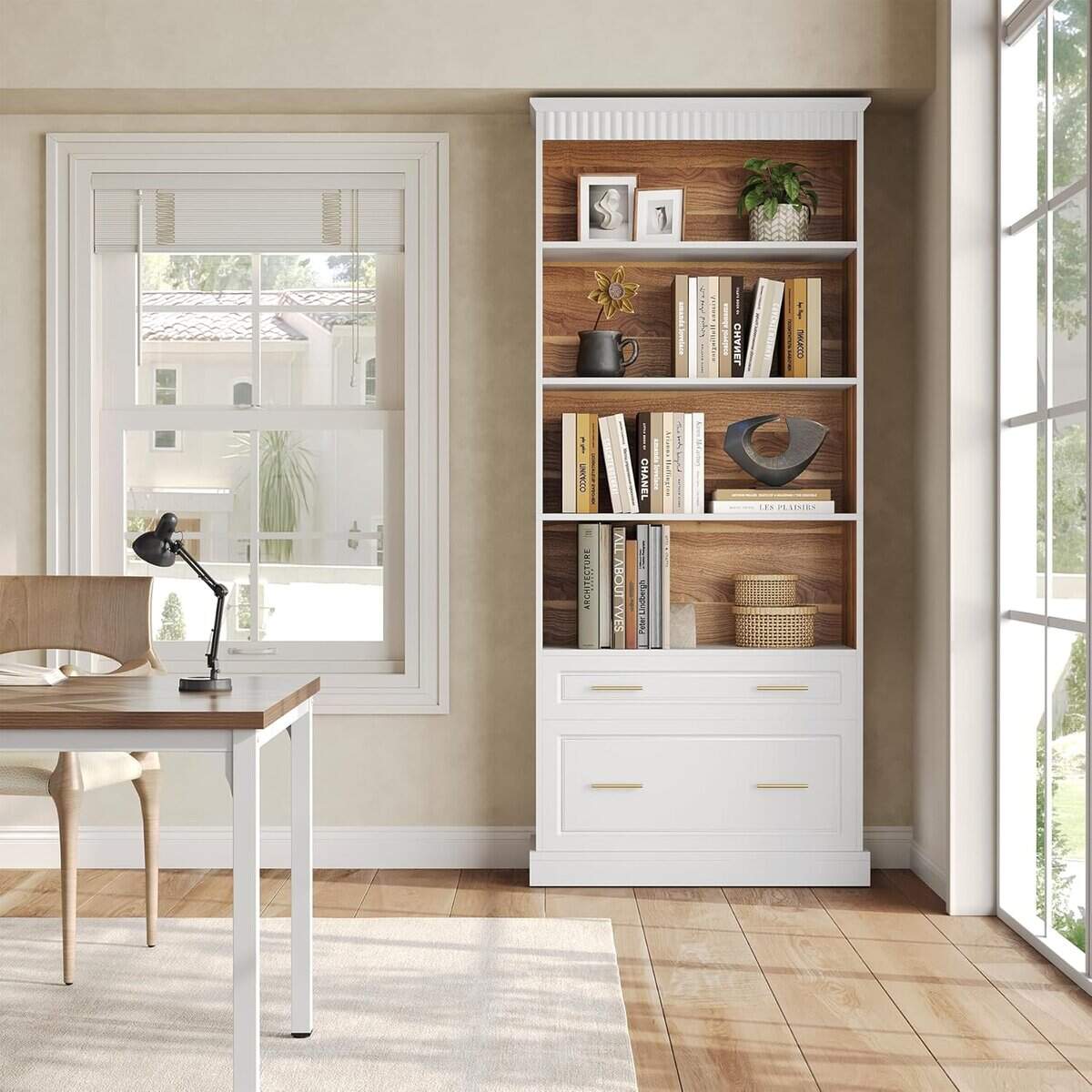 LITTLE TREE 72-Inch Bookcase with Drawers