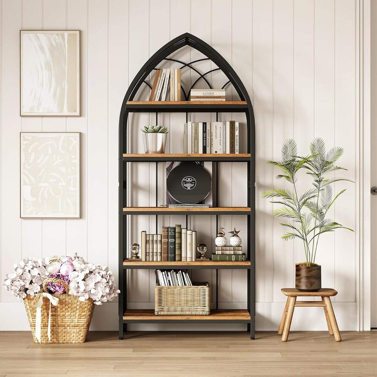 LITTLE TREE 74.8″ Tall Metal Bookshelf