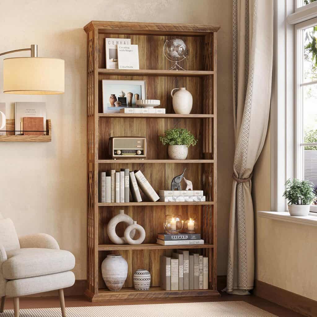 LITTLE TREE 75-Inch 6-Tier Bookcase Set of 2 Brown