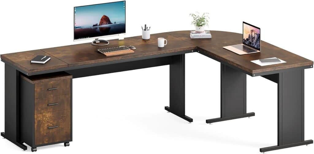 LITTLE TREE 83-Inch L-Shaped Executive Office Desk