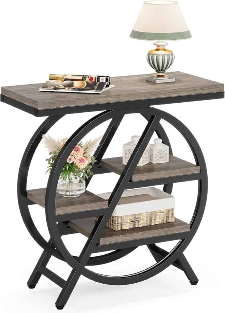 LITTLE TREE Grey End Table with 4-Tier Storage