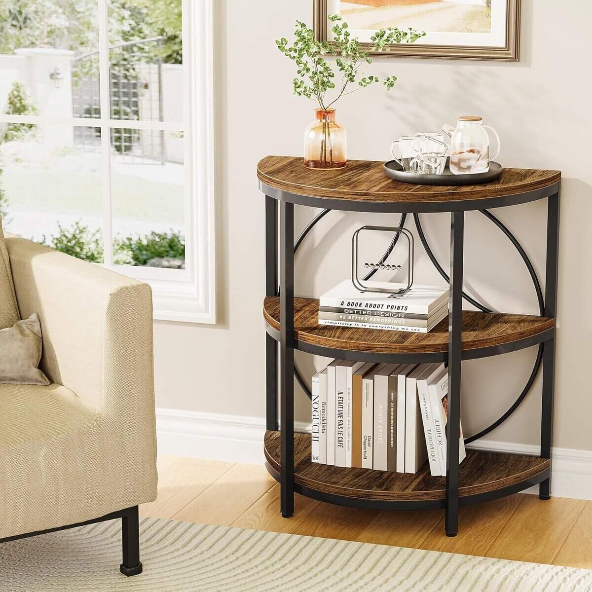LITTLE TREE Half Round End Table, 3-Tier