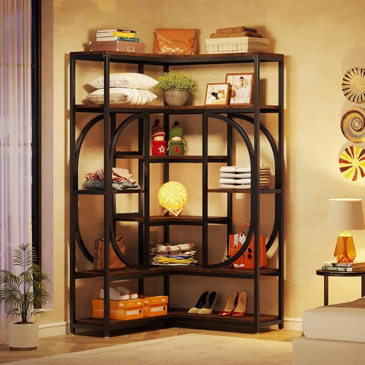 LITTLE TREE Large Corner Bookshelf-Brown