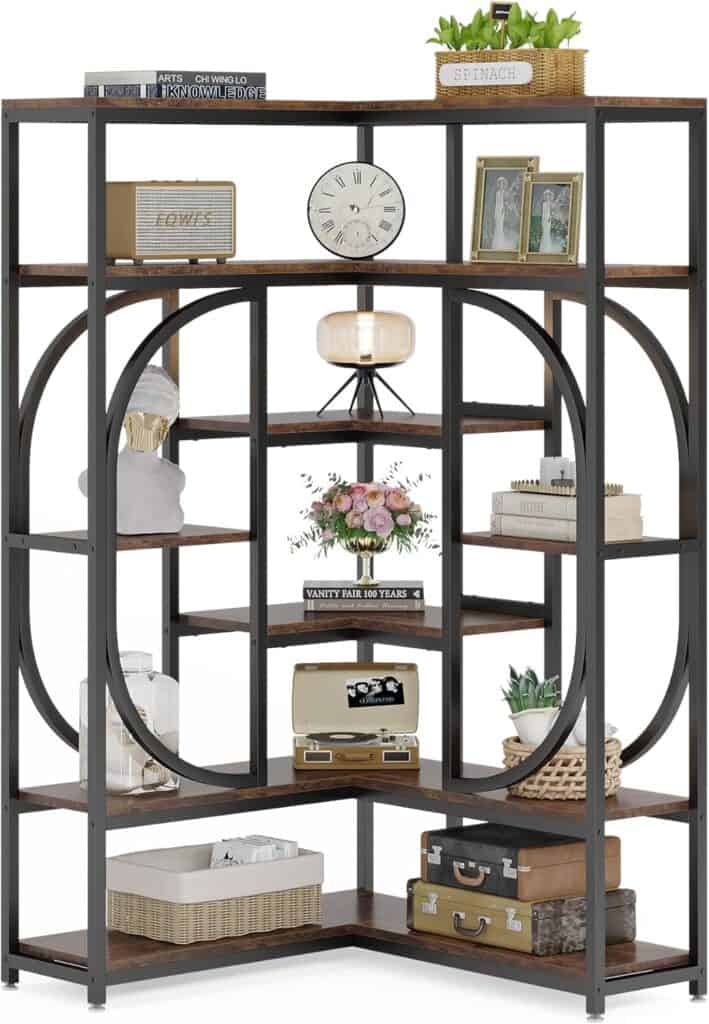 LITTLE TREE Large Corner Bookshelf-Brown