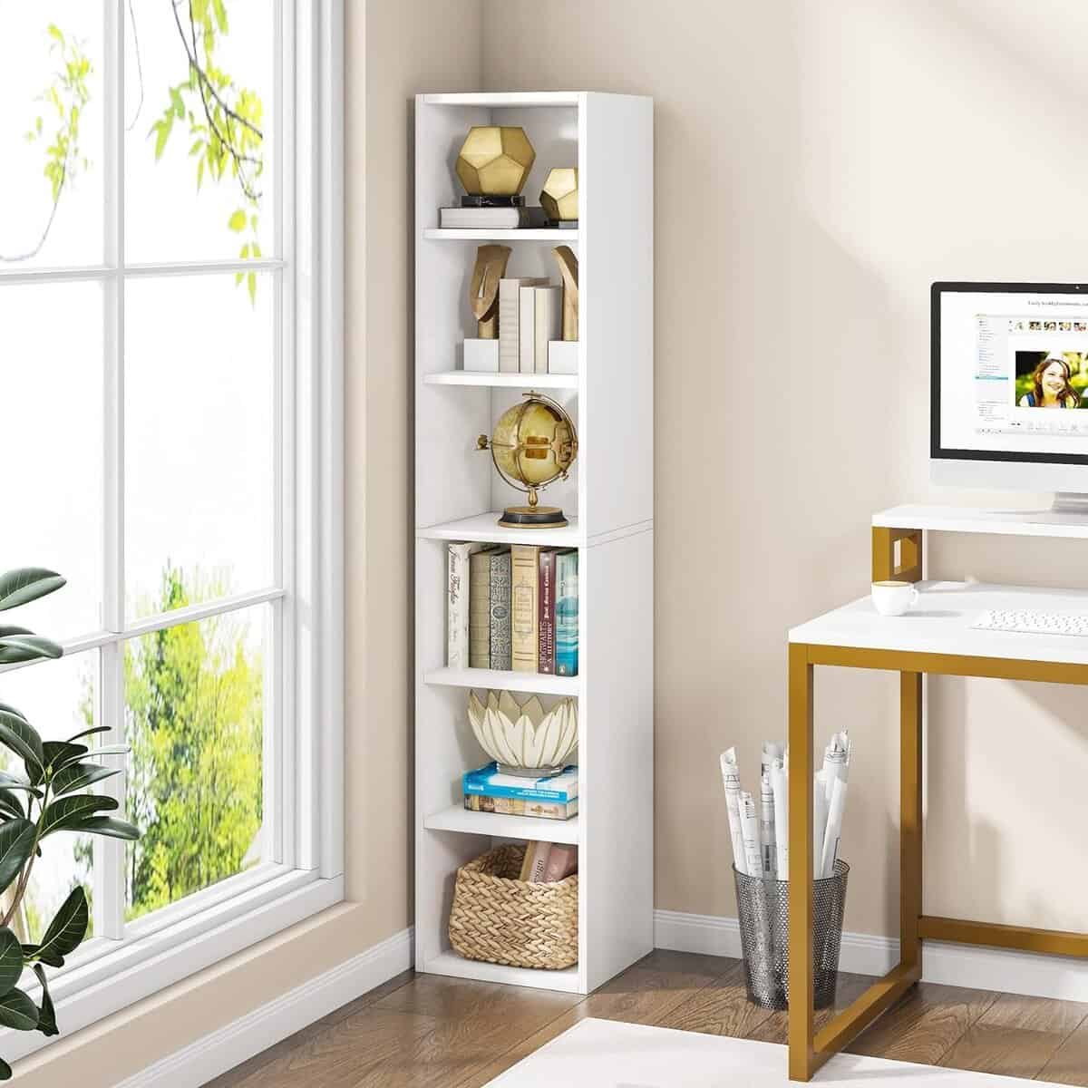 LITTLE TREE White 70.9-Inch Narrow Bookcase Set