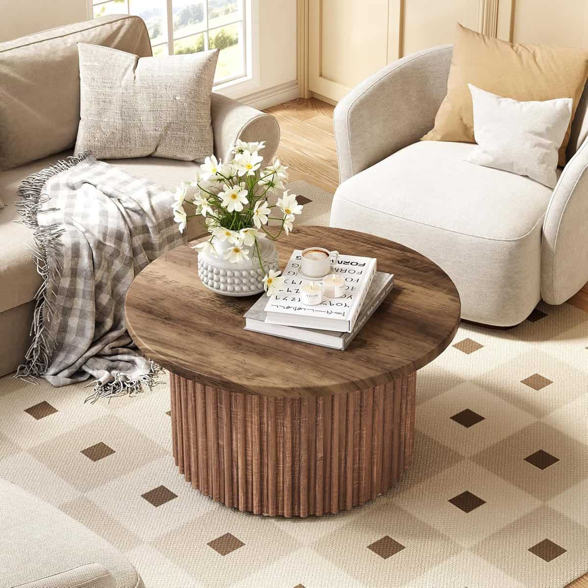 LITTLE TREE Round Coffee Table-Brown