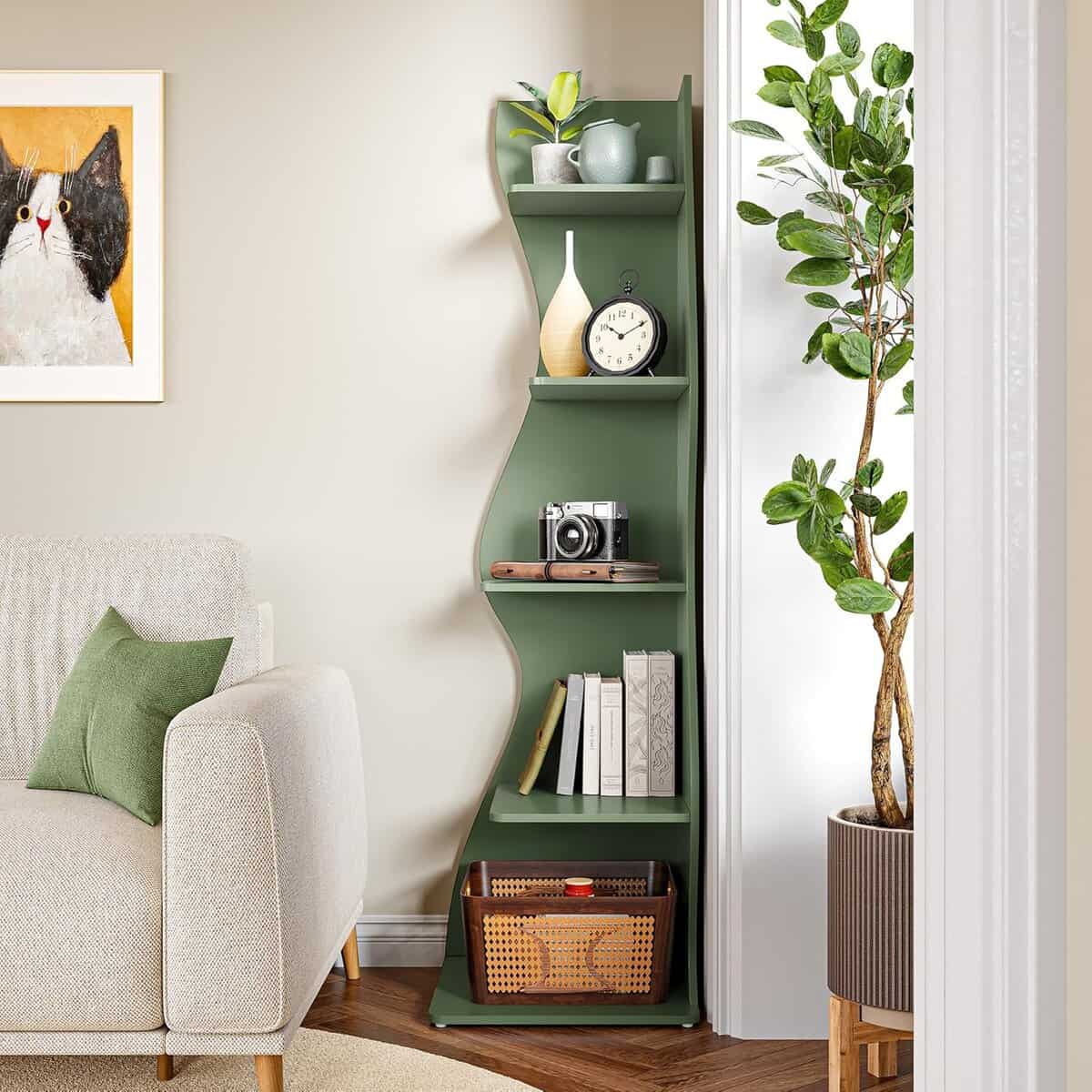 LITTLE TREE Small Corner Shelf-Green