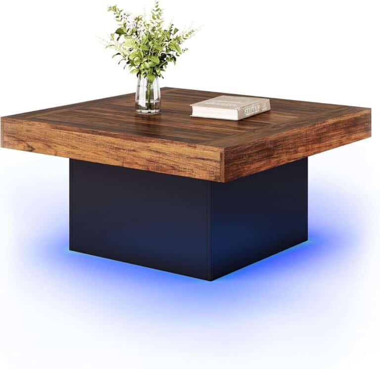 LITTLE TREE Square Coffee Table with LED Lighting - Essential Office ...