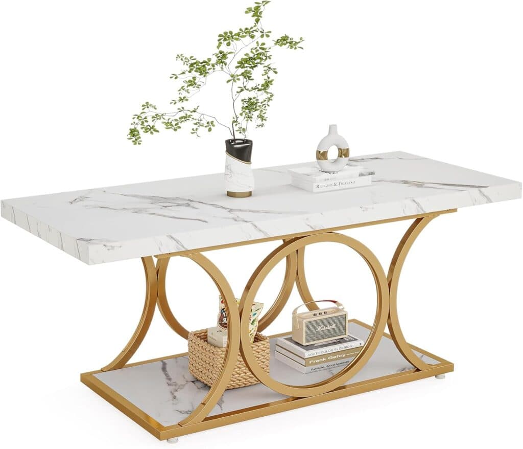 LITTLE TREE White Rectangle Coffee Table with Storage