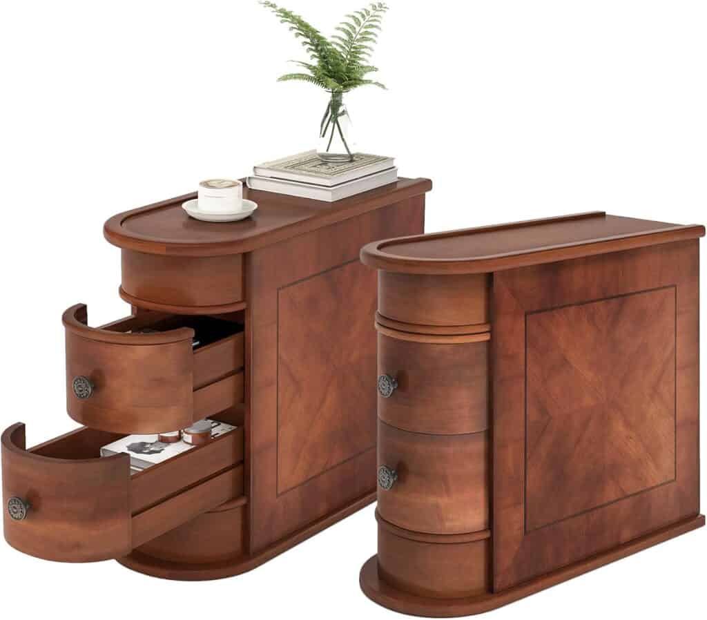 LITTLE TREE Wooden End Table Set with 2 Drawers