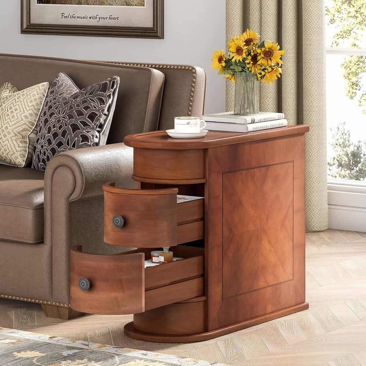 LITTLE TREE Wooden End Table Set with 2 Drawers