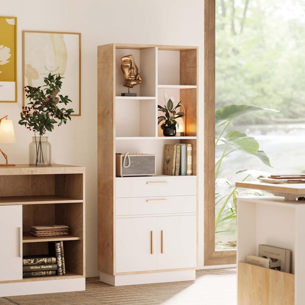 ModernMate 59-Inch Book Shelf with Drawers and Cabinet