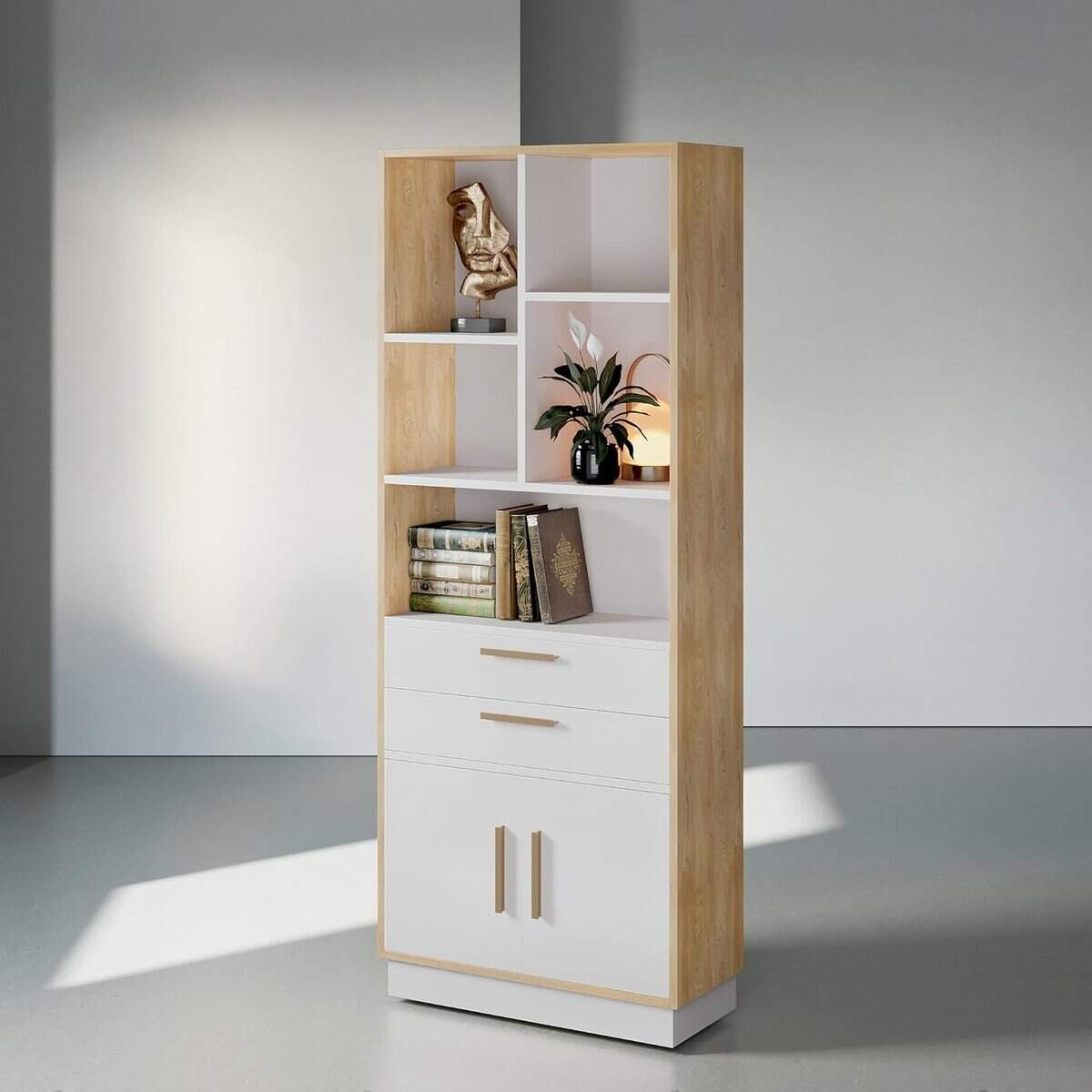 ModernMate 59-Inch Book Shelf with Drawers and Cabinet