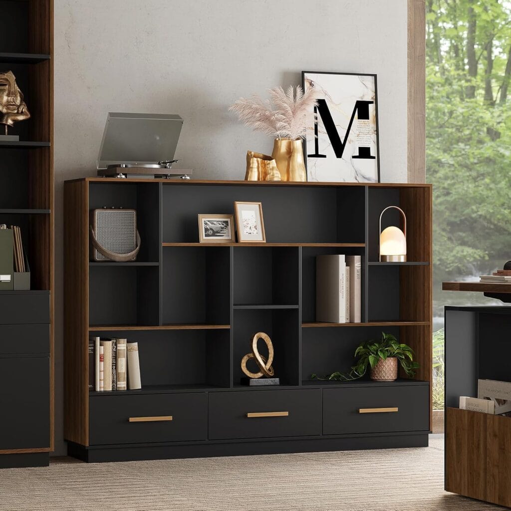 ModernMate 60-Inch Wide Bookcase with Black Walnut Finish