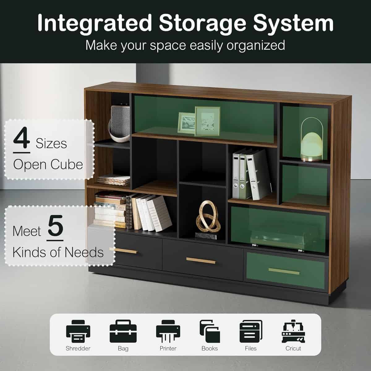 ModernMate 60-Inch Wide Bookcase with Black Walnut Finish