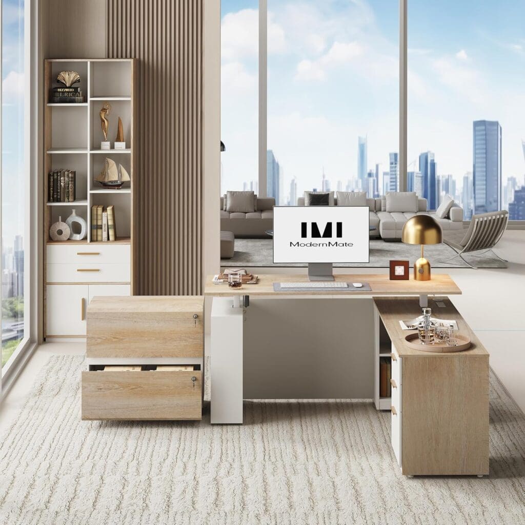 ModernMate 63-Inch Standing Desk with 73-Inch Bookshelf