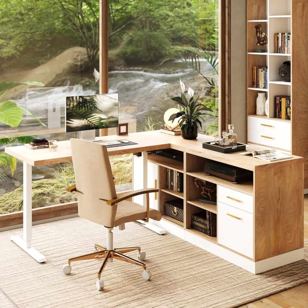 ModernMate 67-Inch L Shaped Standing Desk-Light
