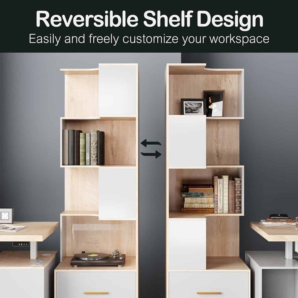 ModernMate 71-Inch Corner Bookshelf with Light Walnut Finish