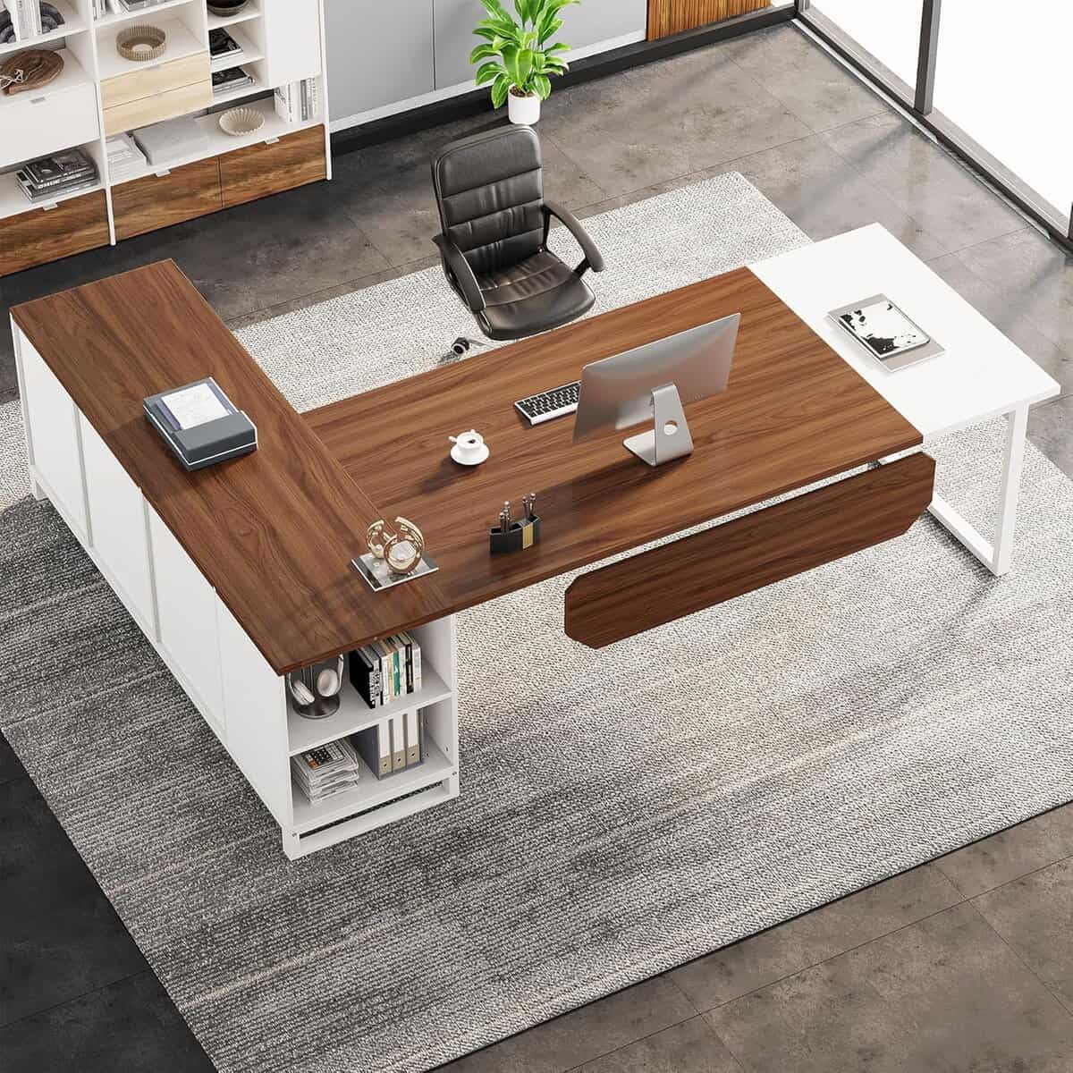 ribesigns 70.8" L-Shaped Executive Desk