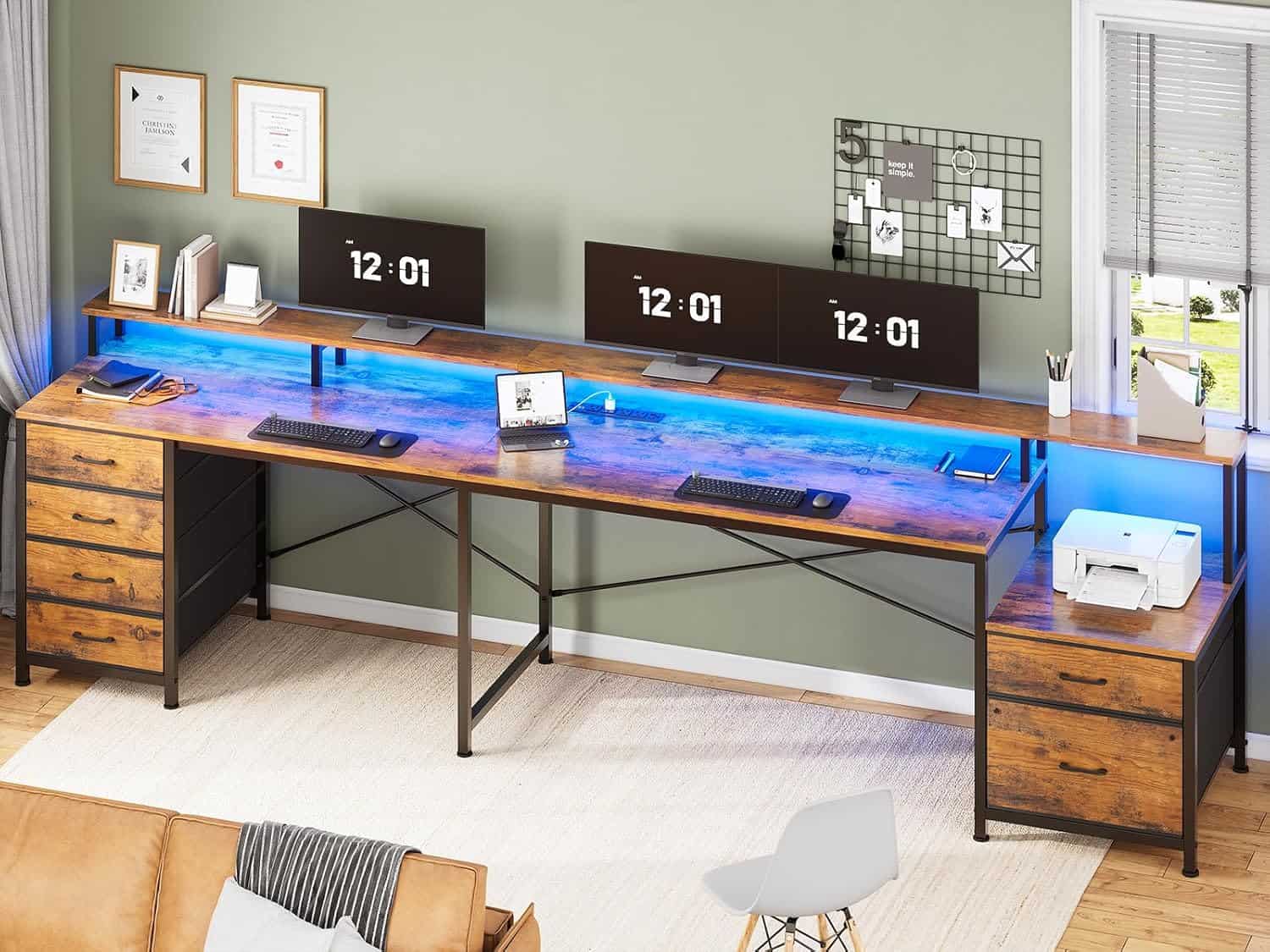 SEDETA 108" L Shaped Desk with 6 Drawers