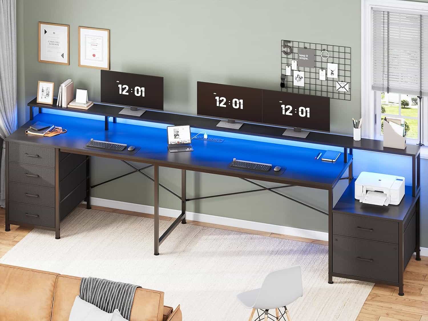 SEDETA 108” L Shaped Desk with LED Lights