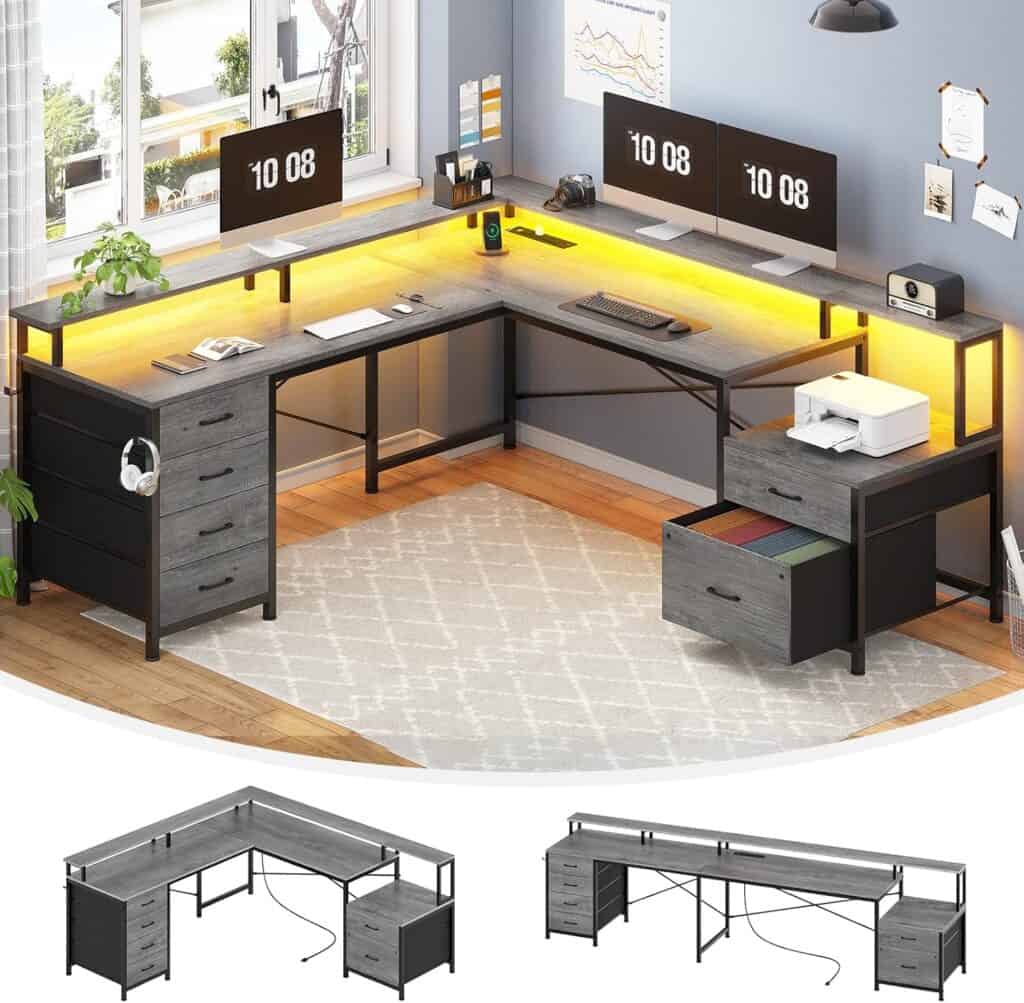 SEDETA 108" L Shaped Desk with Storage