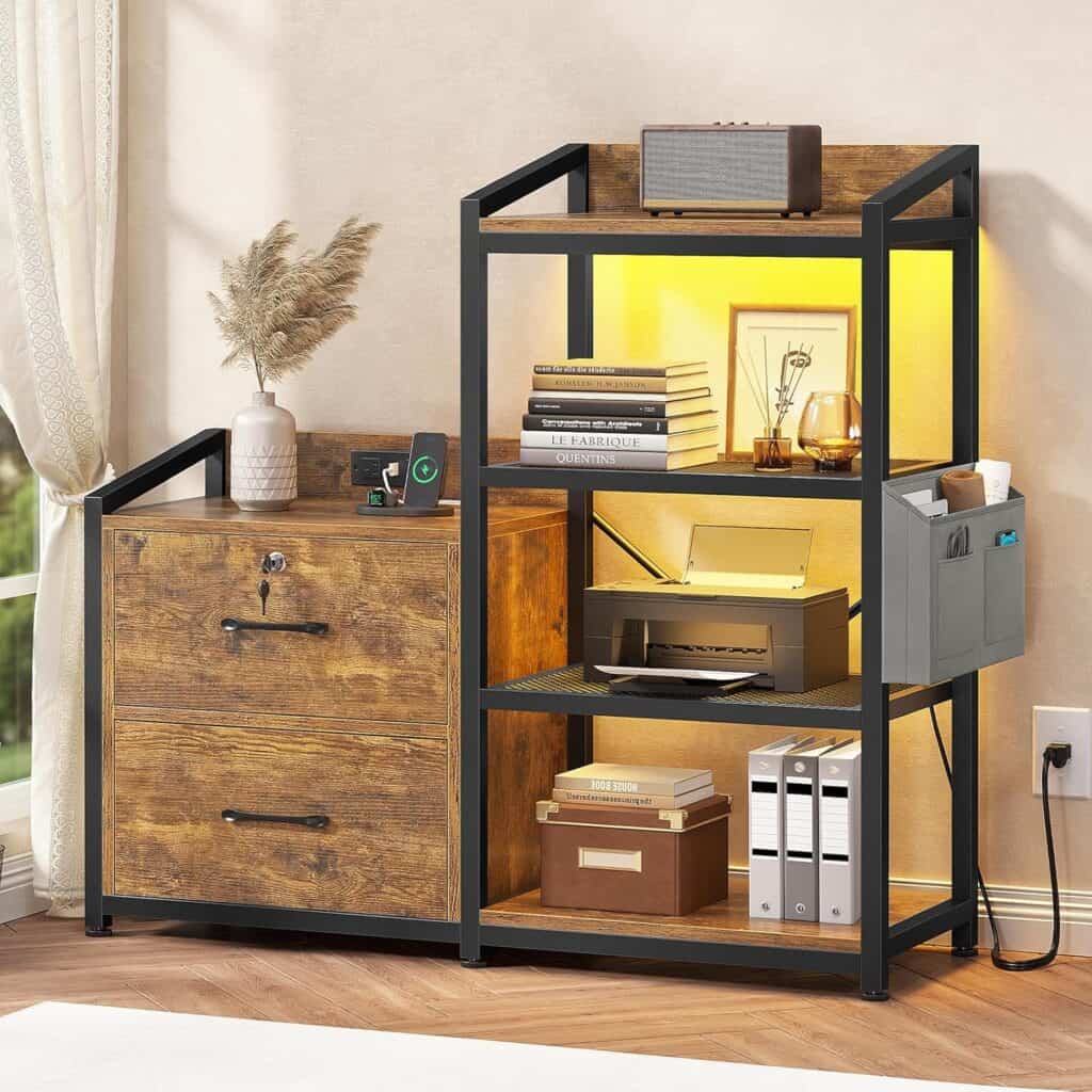 SEDETA 35.4-Inch File Cabinet with Rustic Brown