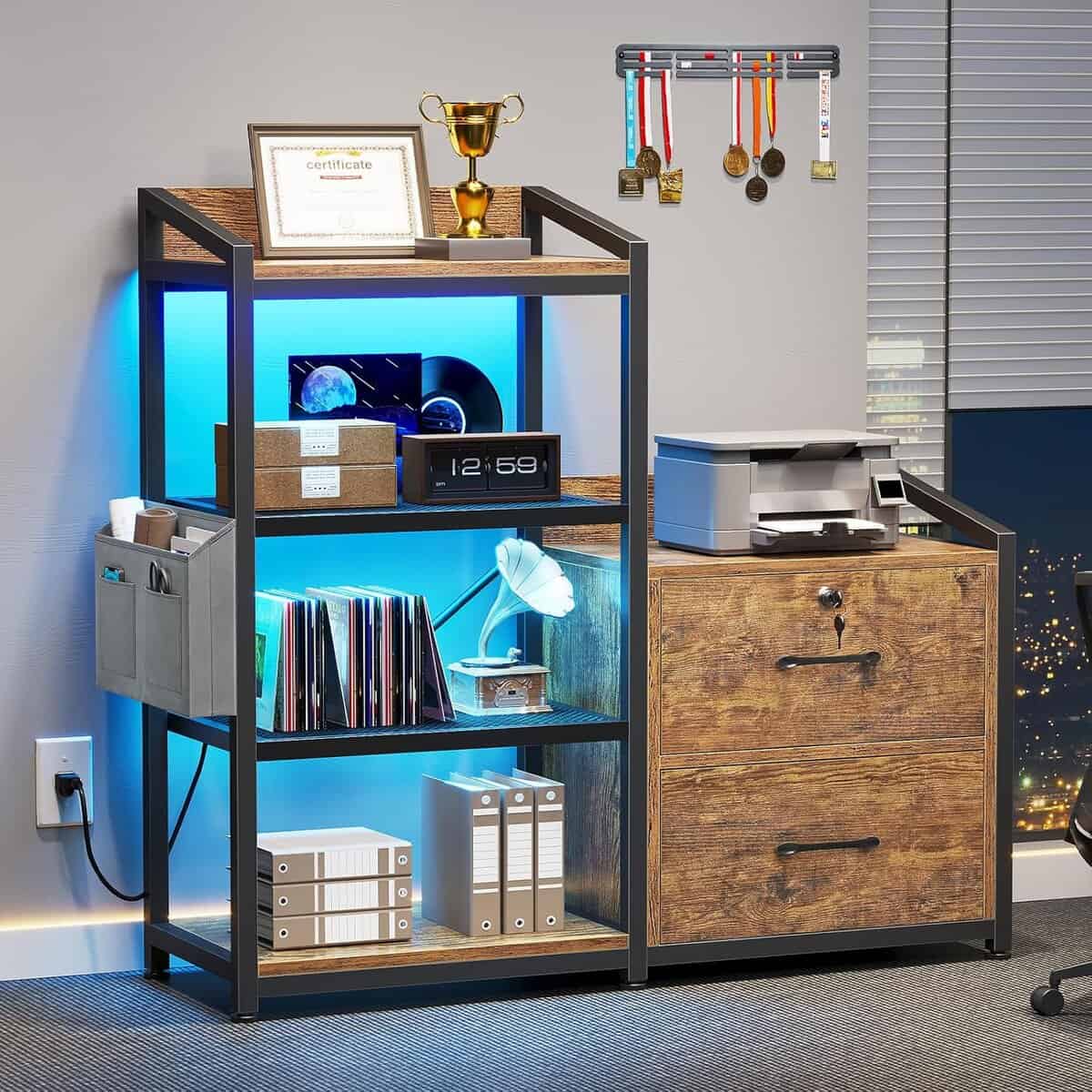 SEDETA 35.4-Inch File Cabinet with Rustic Brown