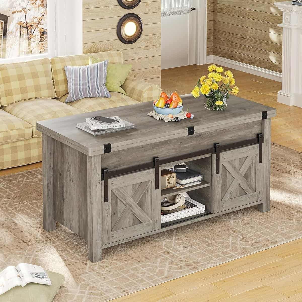 SEDETA 4-in-1 Lift Top Coffee Table,Grey