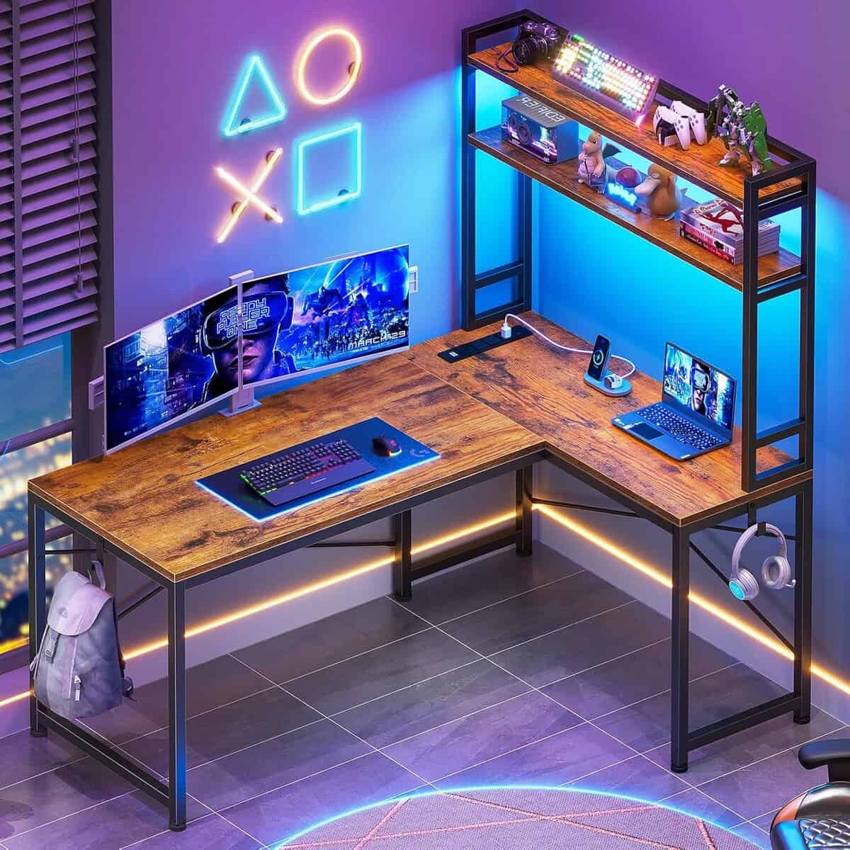 SEDETA 45.3" L-Shaped Gaming Desk with Hutch