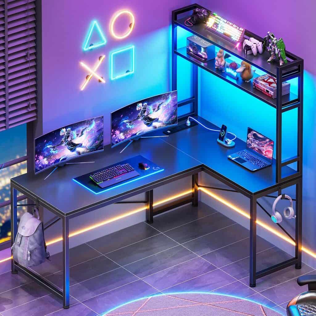 SEDETA 45.3‑Inch L‑Shaped Gaming Desk (Black)