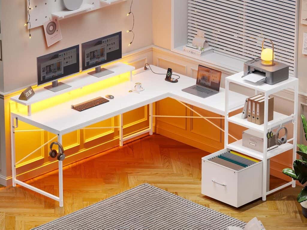 SEDETA 51-Inch White L Shaped Desk