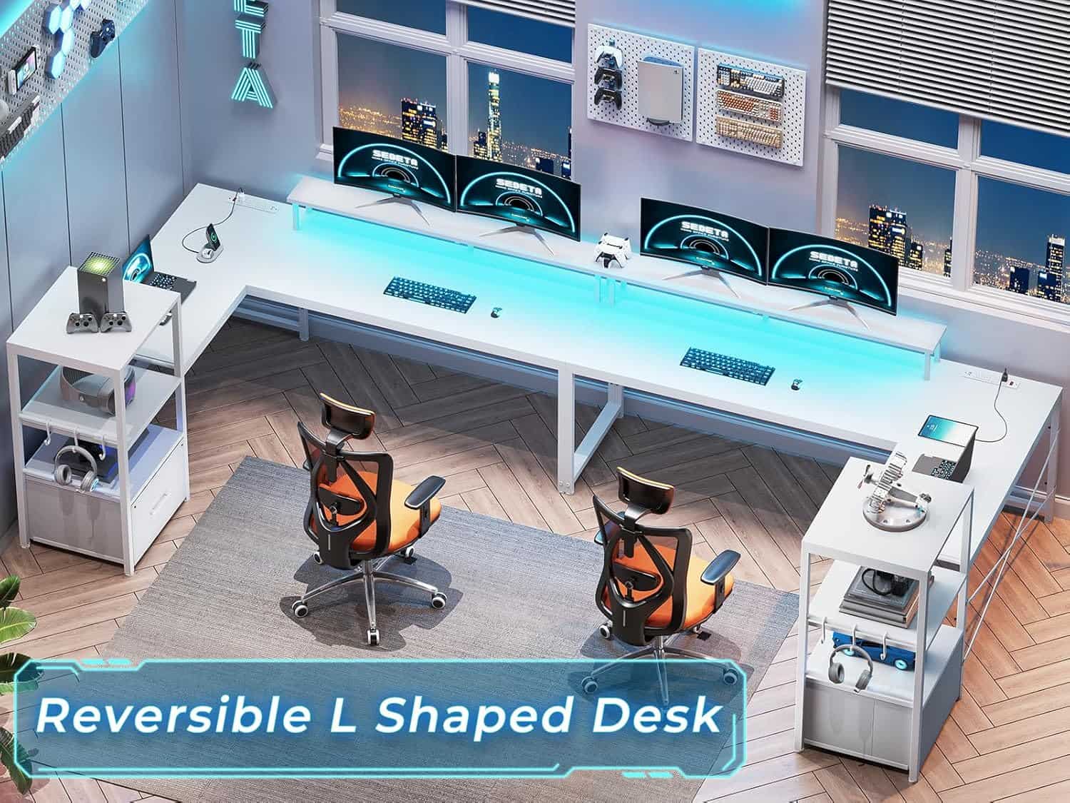 SEDETA 51-Inch White L Shaped Desk
