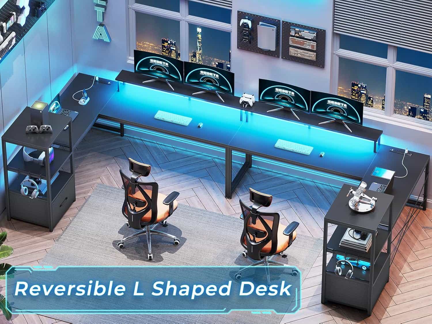 SEDETA 51‑Inch L‑Shaped Gaming Desk 