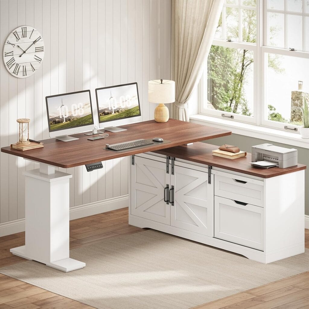 SEDETA 55-Inch Farmhouse L-Shaped Standing Desk