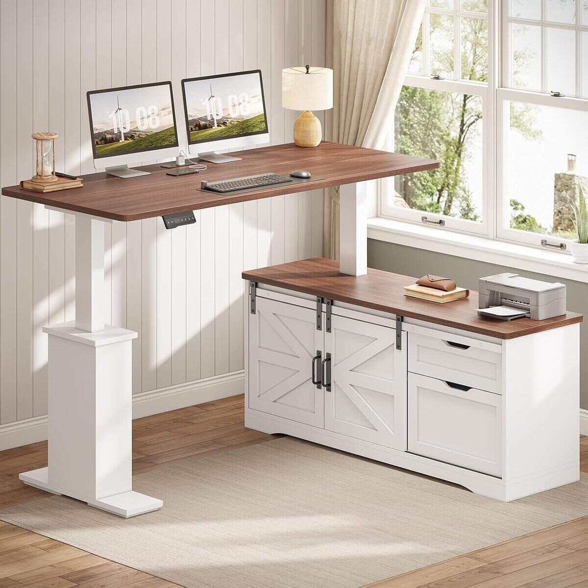 SEDETA 55-Inch Farmhouse L-Shaped Standing Desk