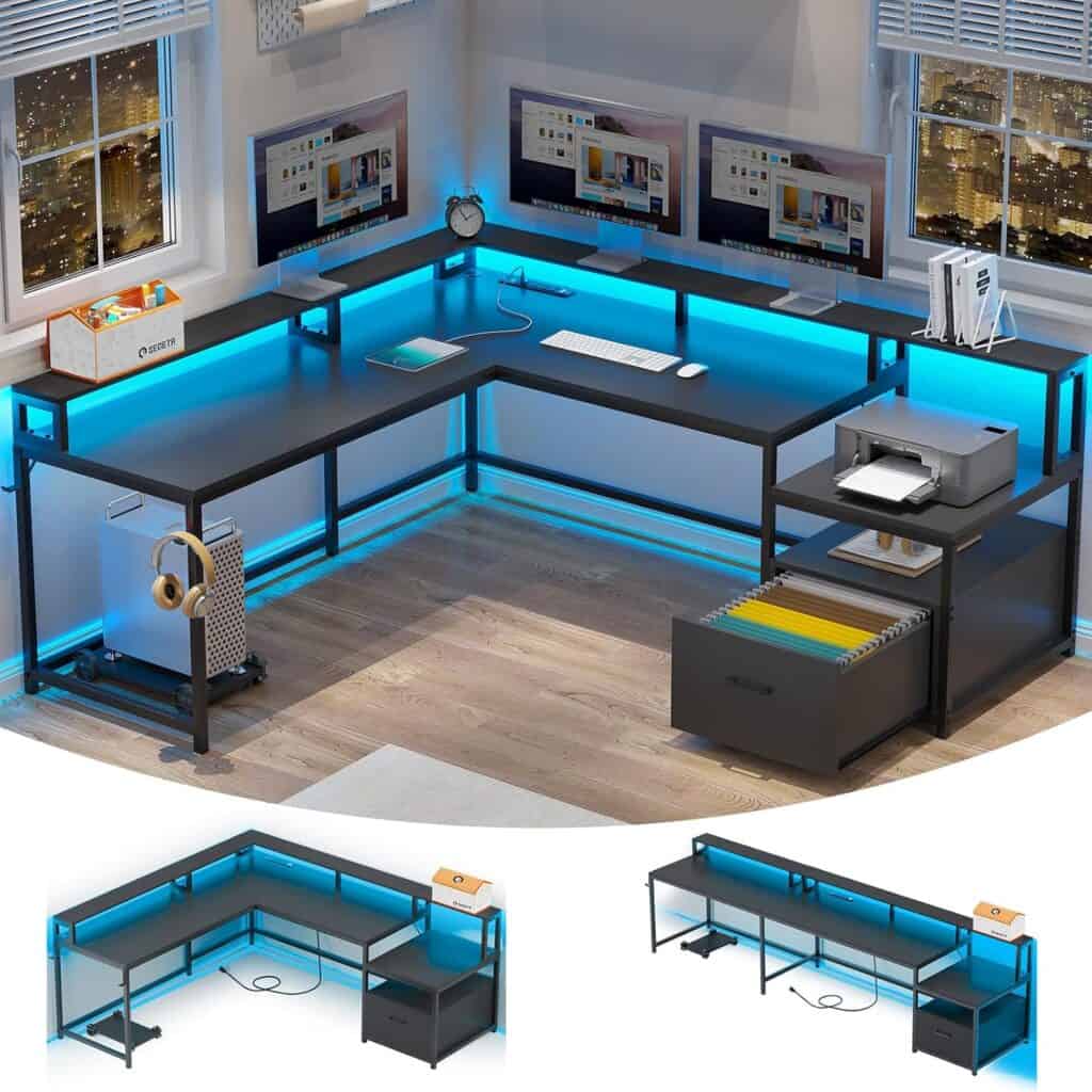 SEDETA 66" L-Shaped Gaming Desk